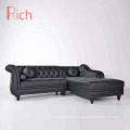 Modern Home Furniture Living Room Corner Sofa Set Black Couch Leather Sectional Sofa